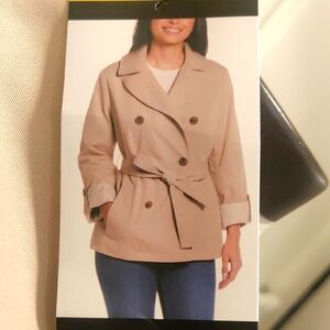New!Women's Tan Double-Breasted Jacket Trendy Y2K Outdoors Academia Old Money